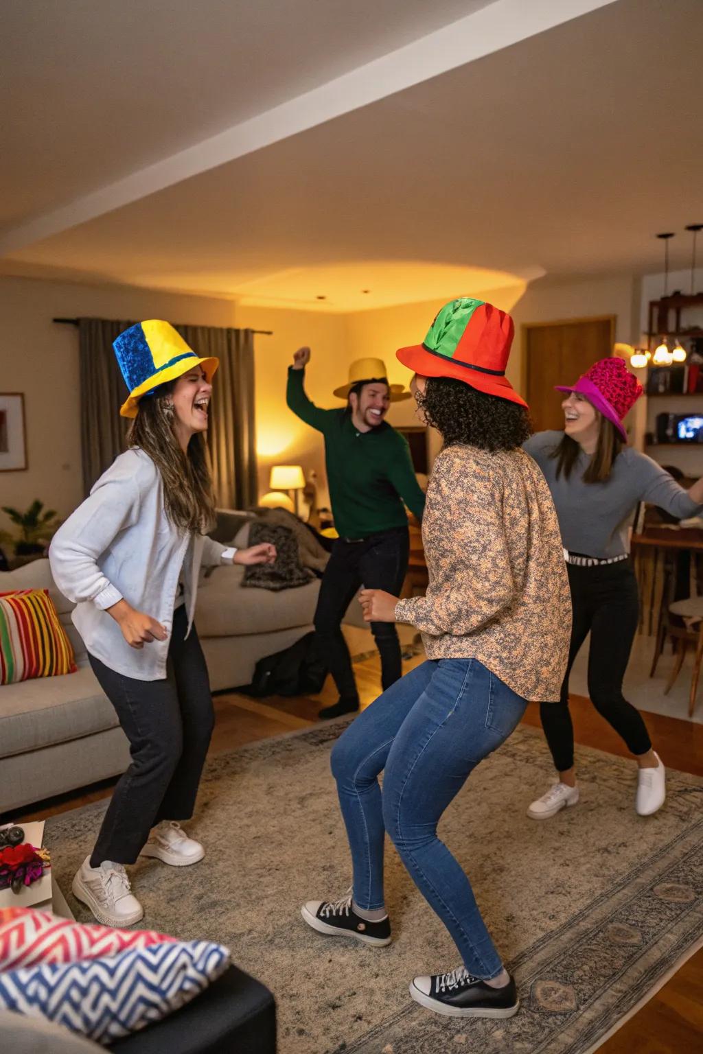 A hat dance-off guarantees laughter and fun on the dance floor.