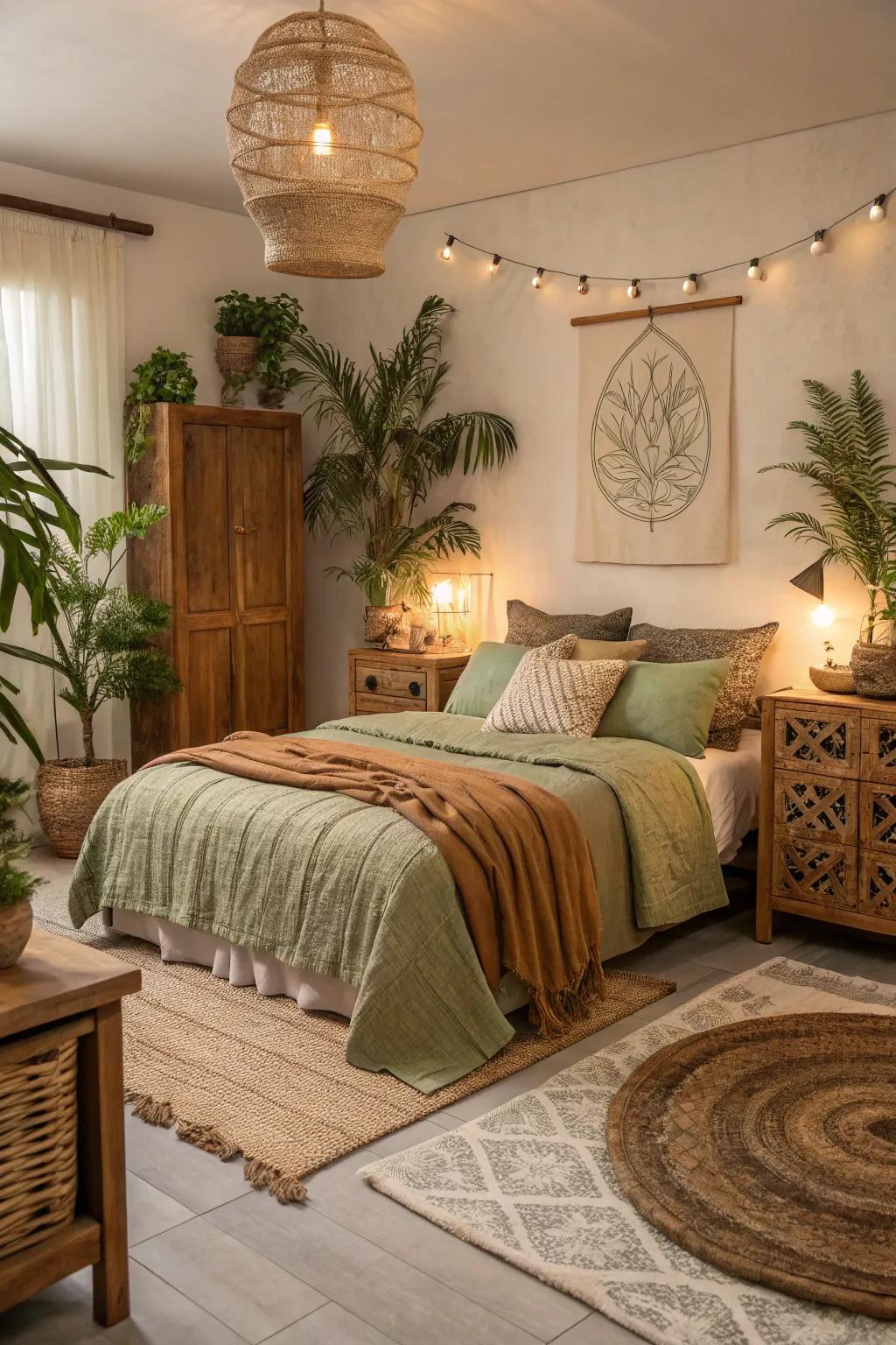 Earthy tones in bedding bring warmth and a natural feel to your space.