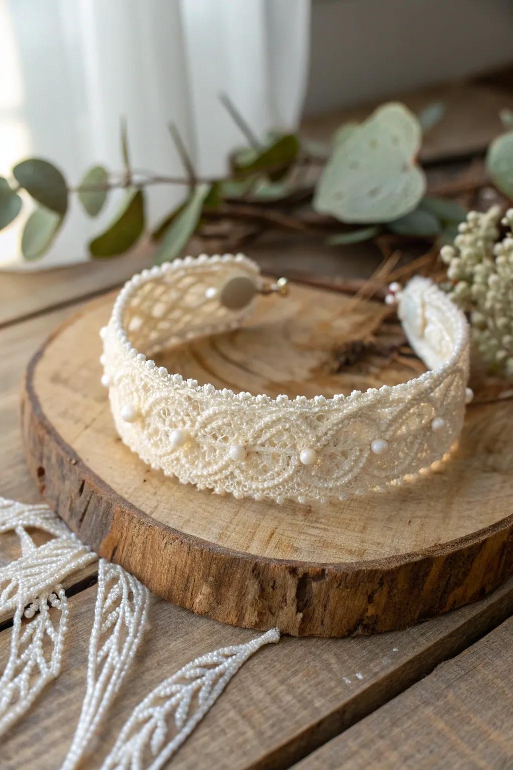 Embrace timeless elegance with this vintage lace headband, where simplicity meets old-world charm.