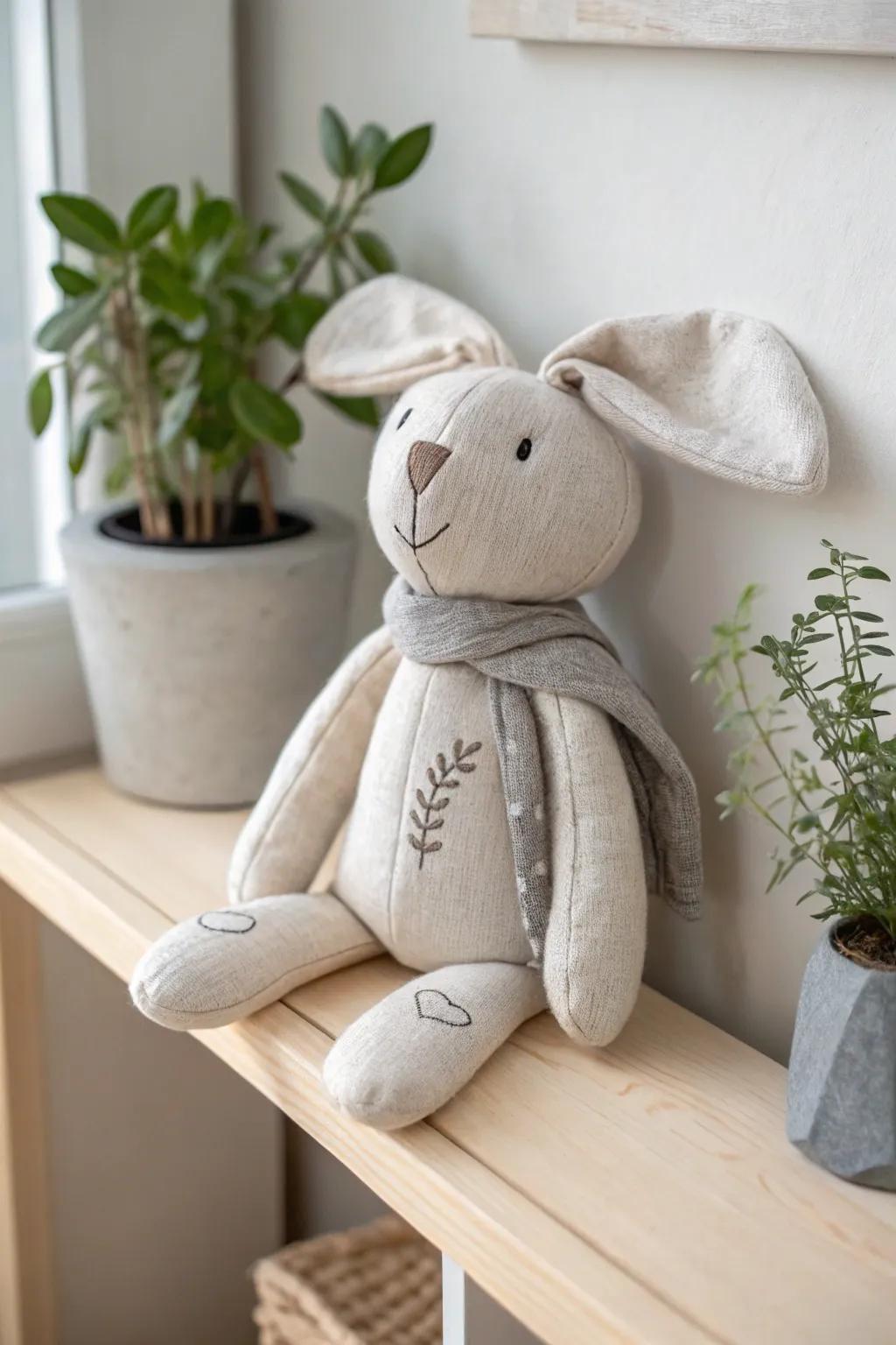 Cuddle-ready charm: this minimalist bunny makes the perfect handmade gift.