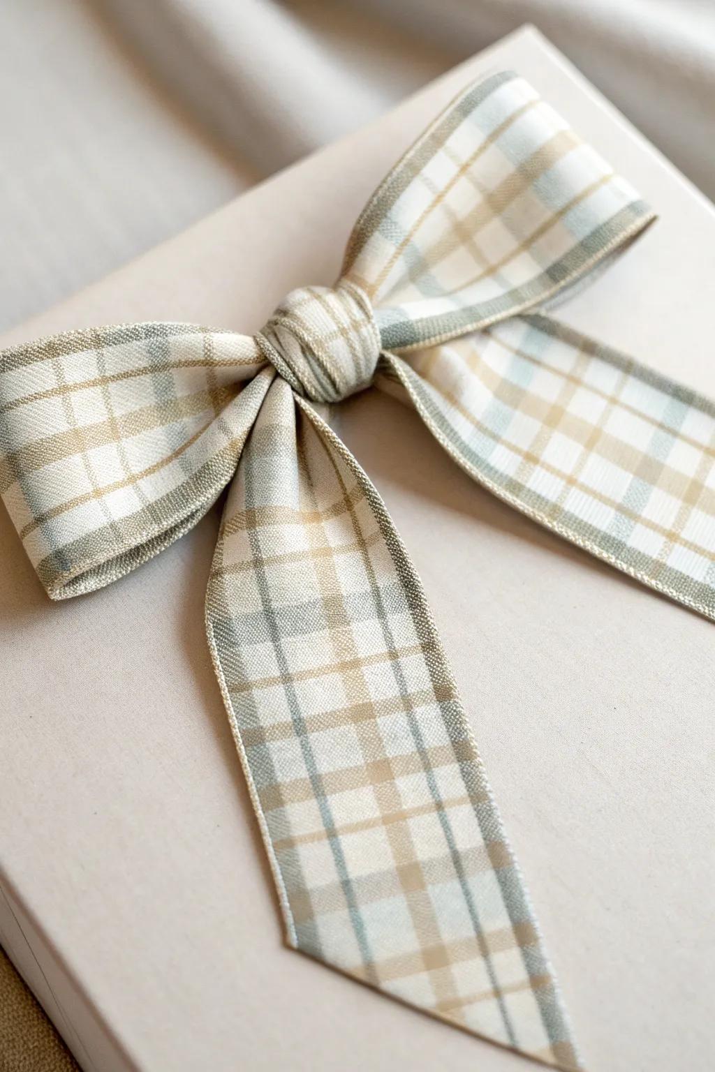 Embrace simplicity with a touch of charm: the perfect plaid bow for your cozy gatherings.