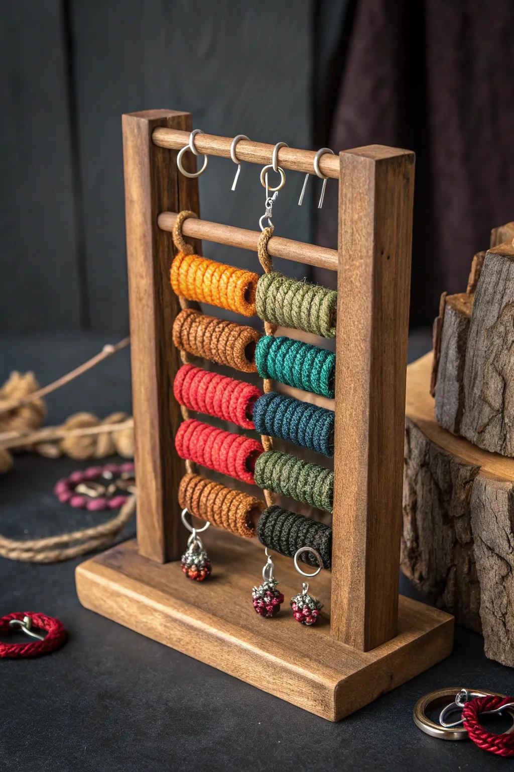 Elevate your paracord storage with this artistic and functional earring holder display.