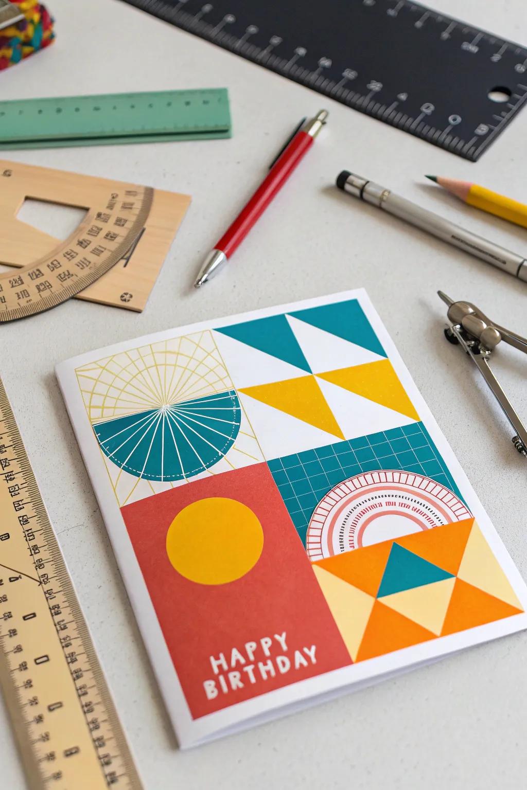 A modern geometric design birthday card.