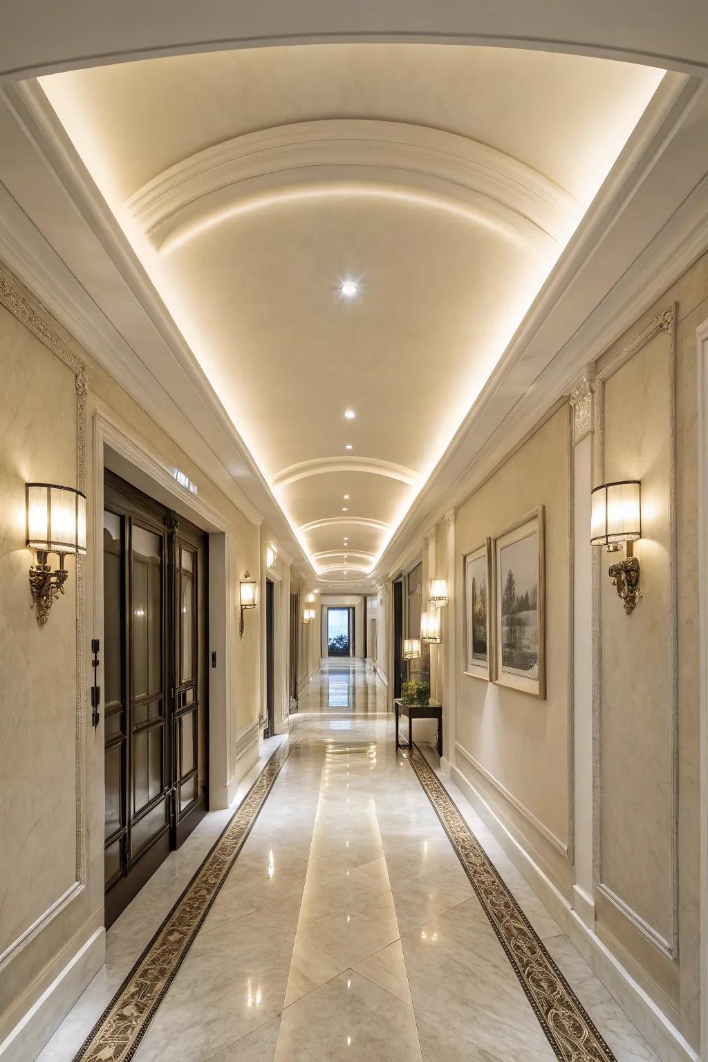 A plaster finish offers a smooth and sophisticated ceiling look.