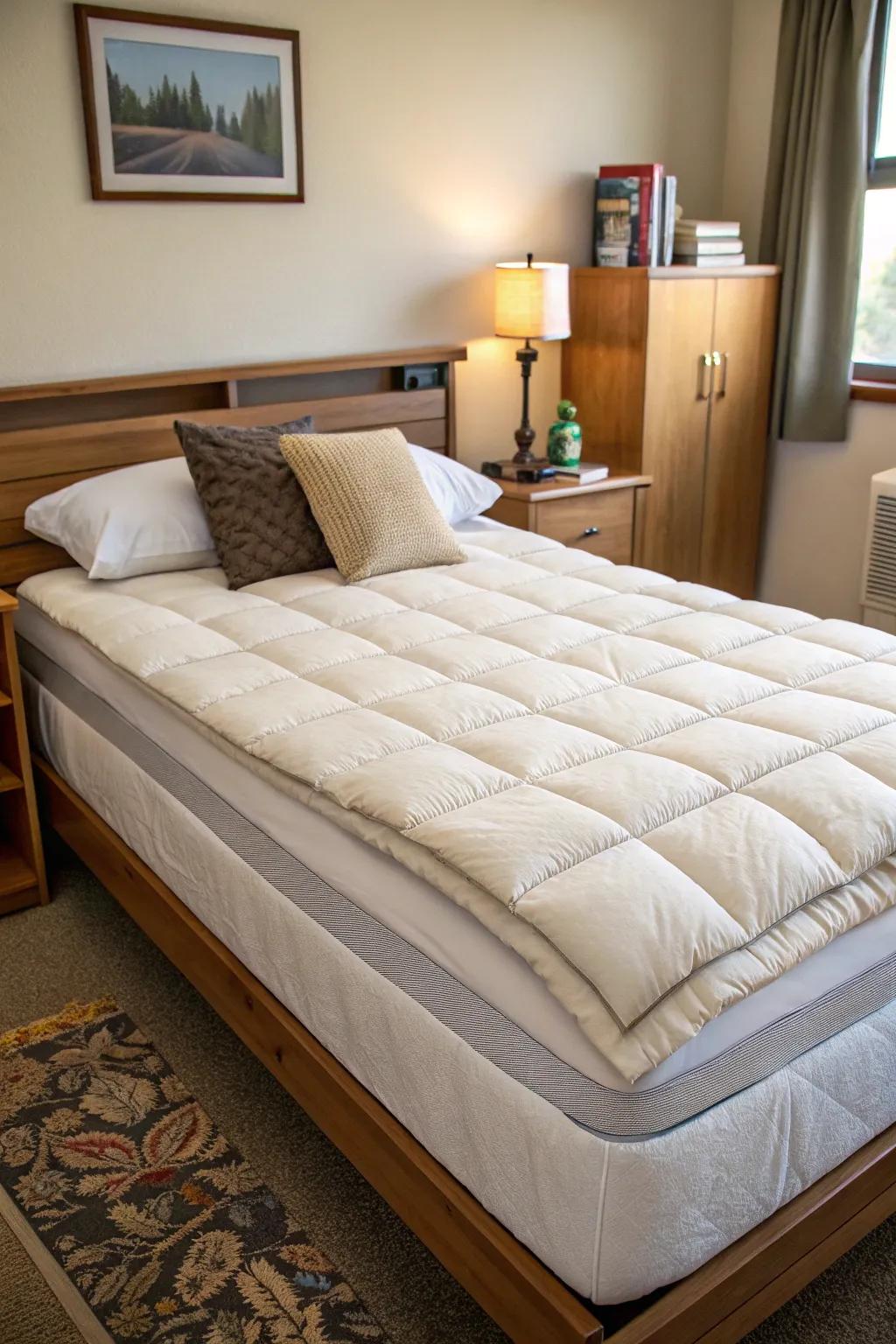 Upgrade your dorm bed with a plush mattress topper.