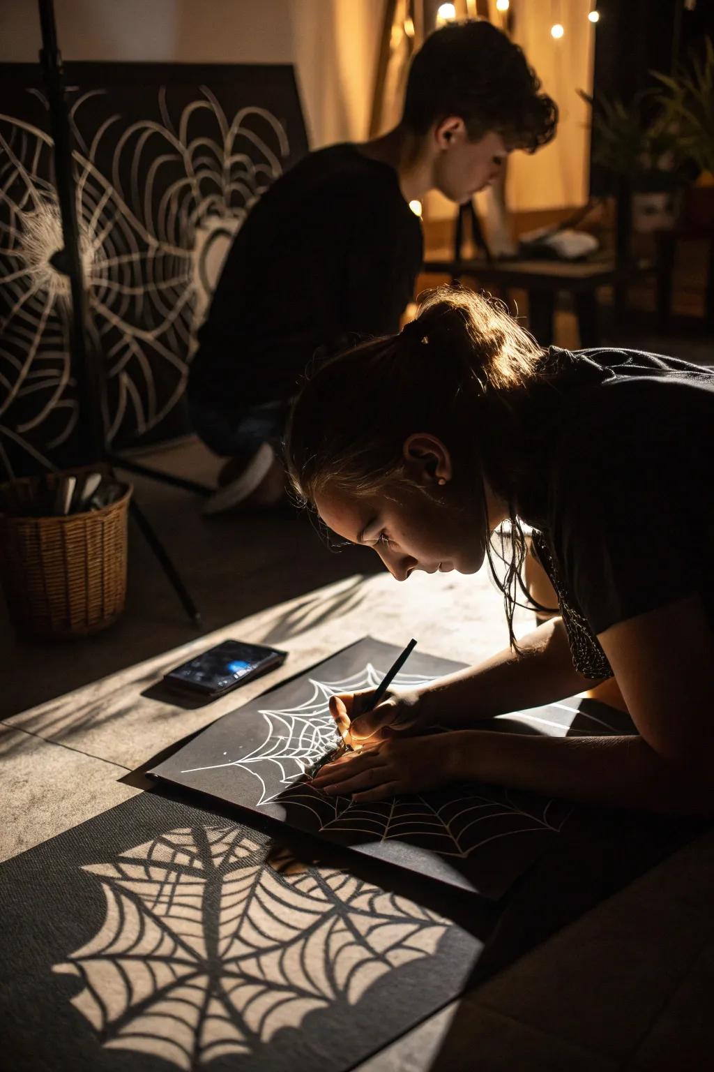 Focusing on shadows adds depth and drama to black paper art.