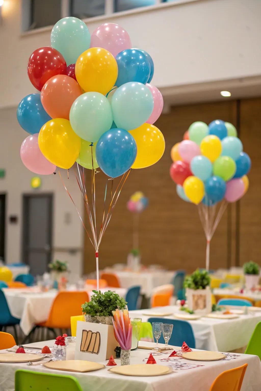 Balloon bouquets add a fun and dynamic element.