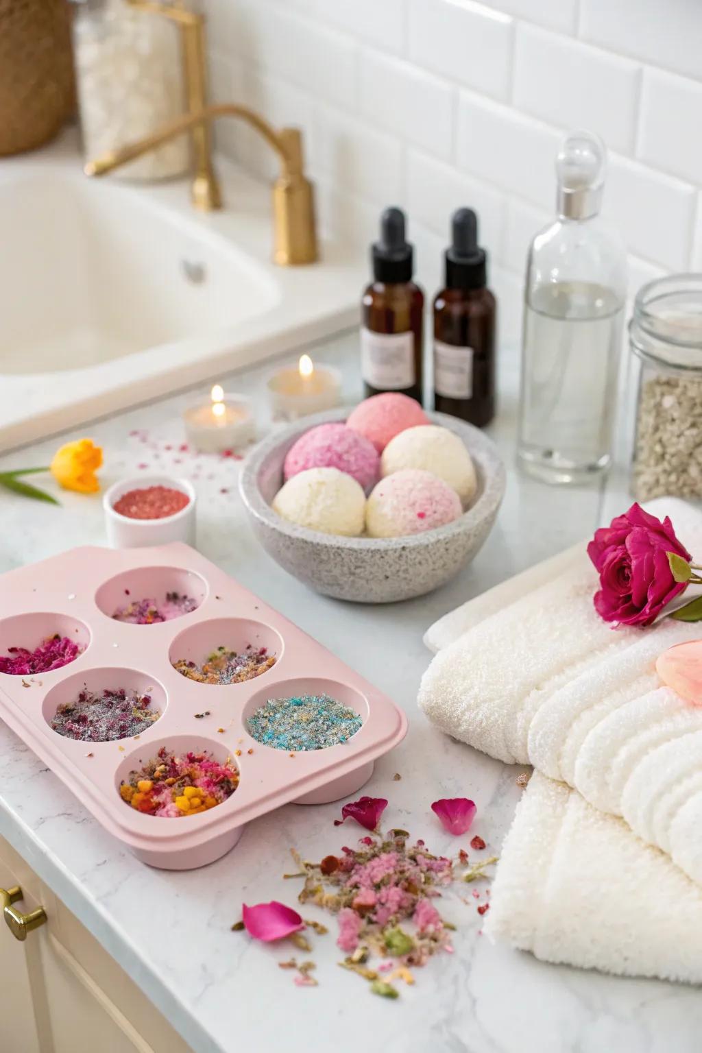 A DIY bath bomb kit, ready to transform bath time into a luxurious experience.