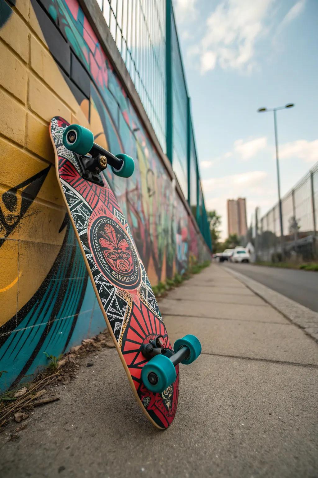 Ride in style with a trendy skateboard.