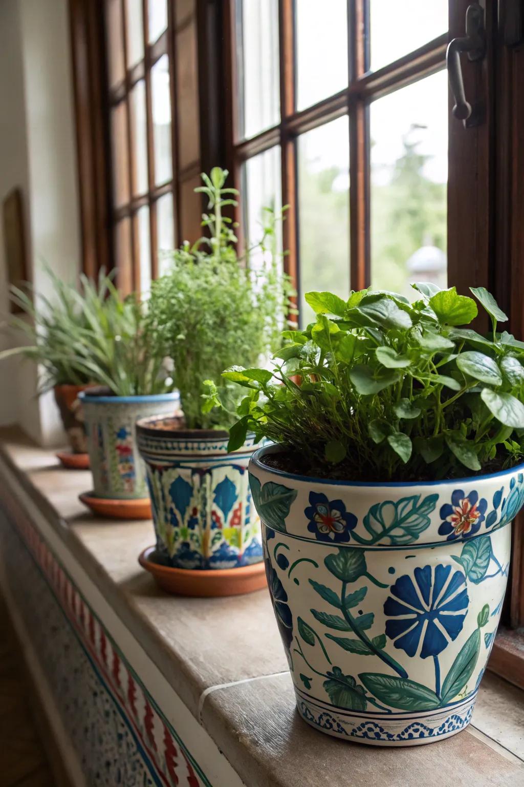 Add a pop of color to your garden with hand-painted Talavera flower pots.