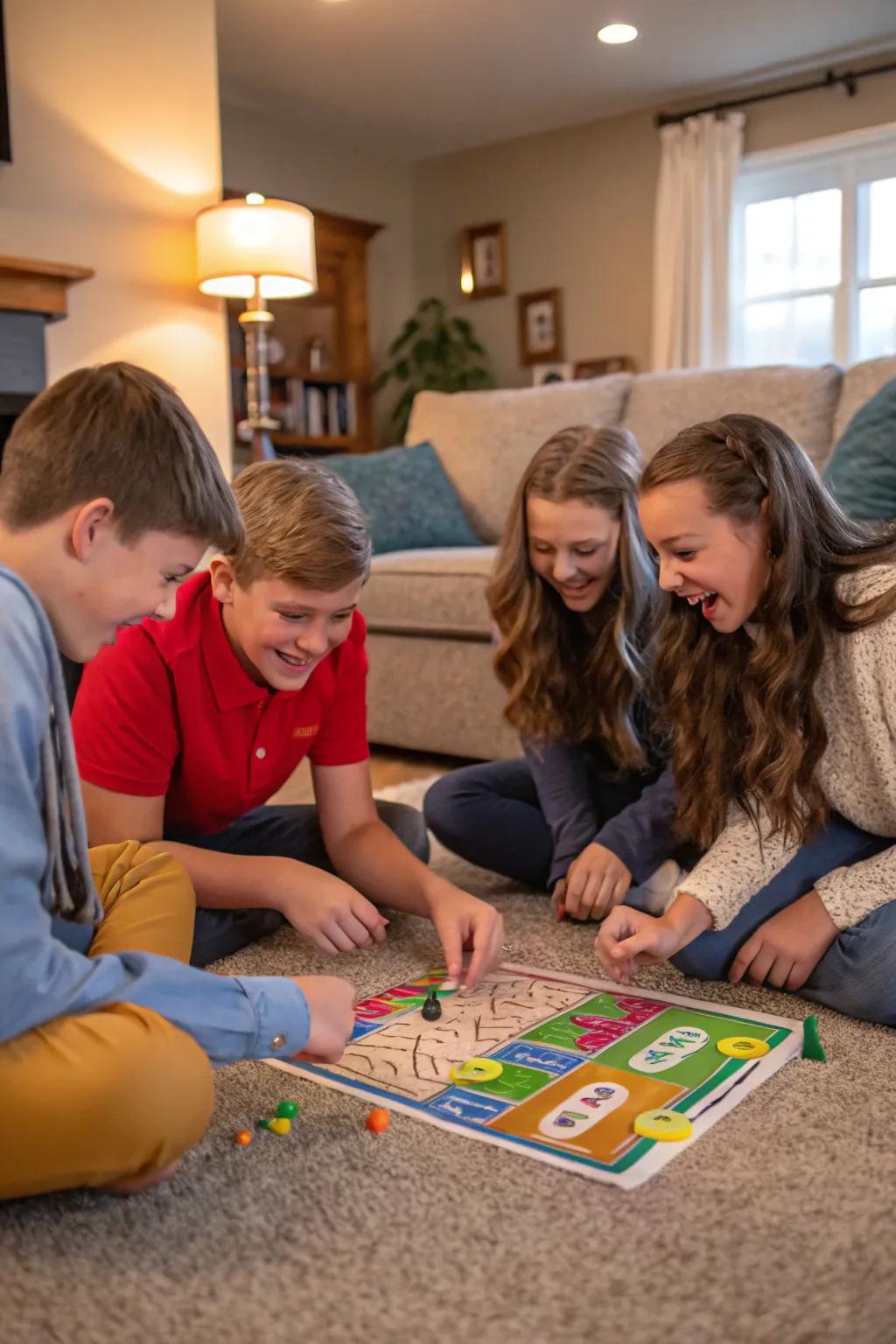 A lively board game night with friends.