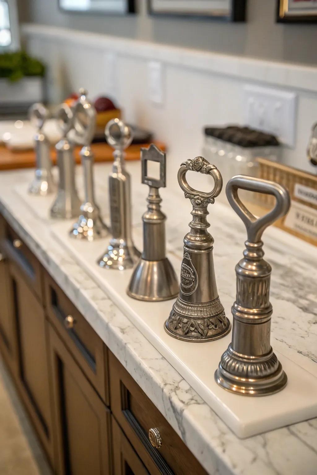 Stylish pewter bottle openers make entertaining fun.