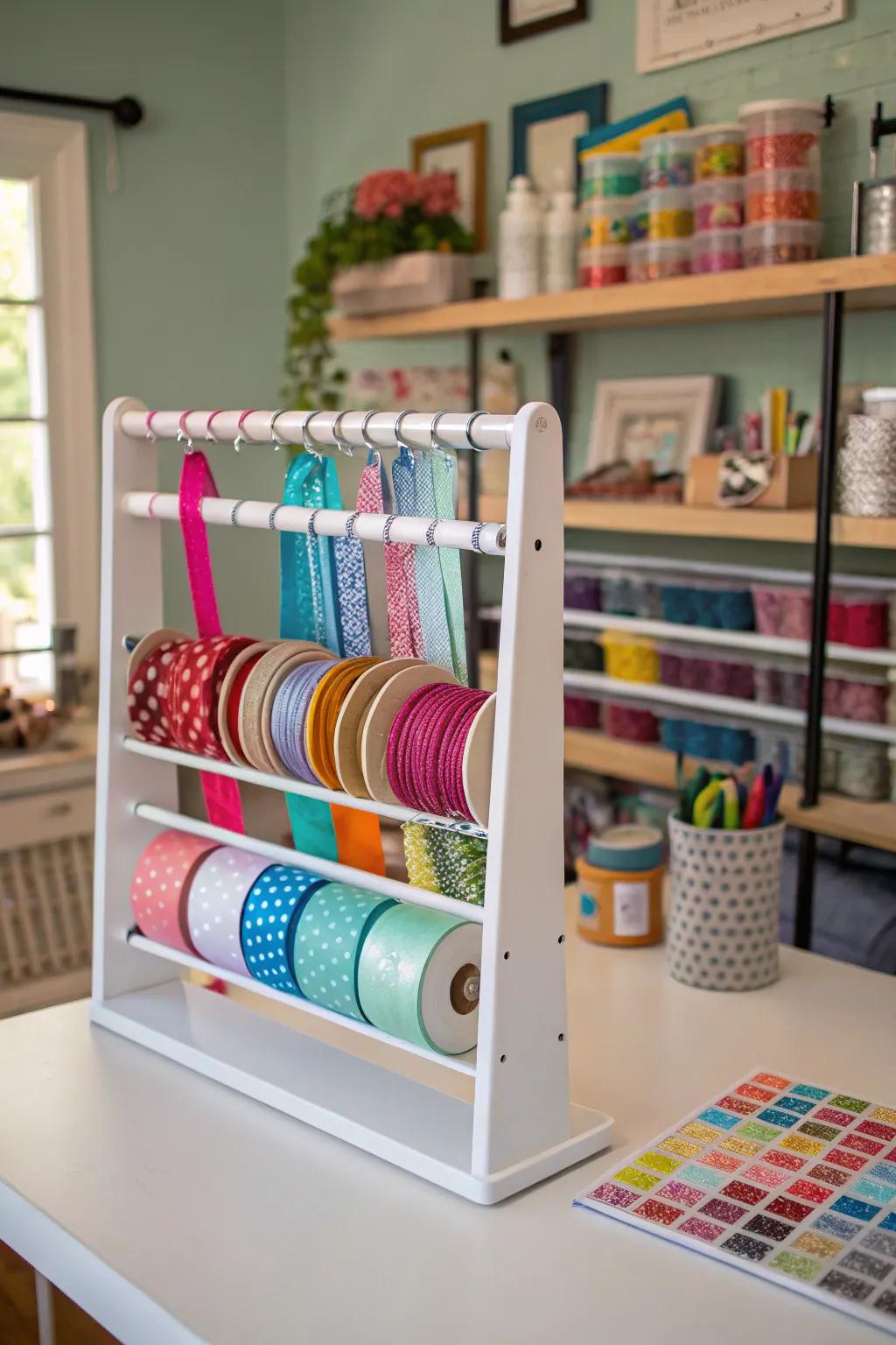 Transform your craft room with a tidy PVC ribbon organizer.