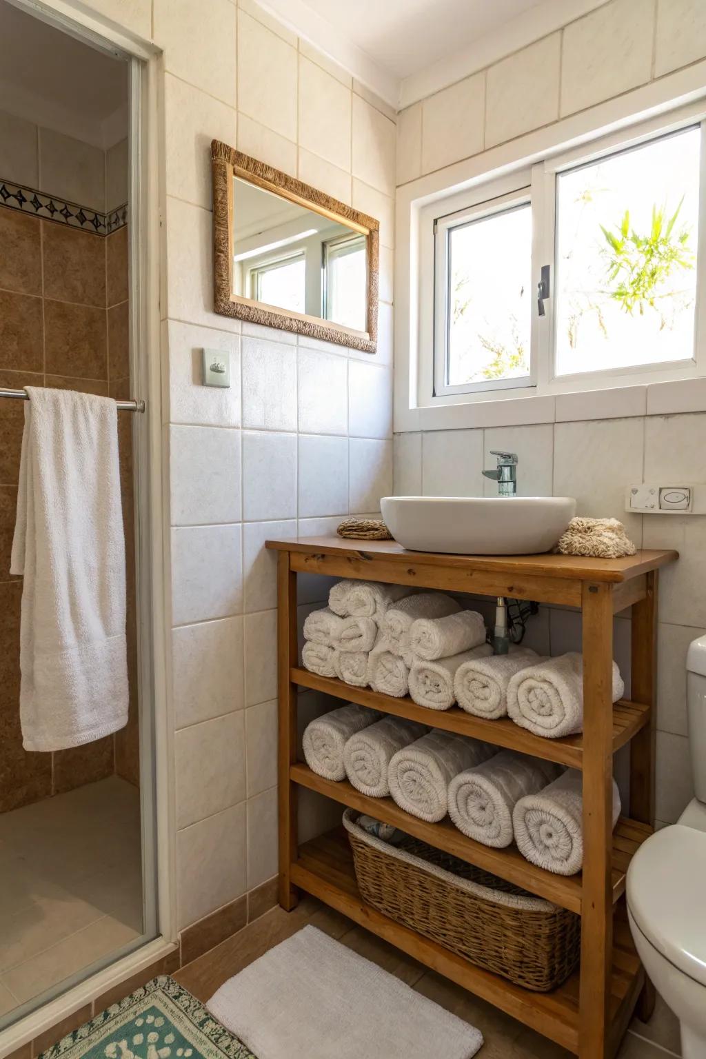 Standing Rolls for Easy Access in Guest Bathrooms