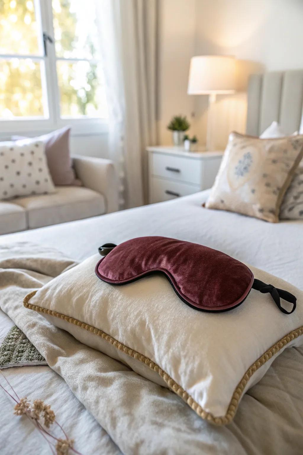 Enhance sleep quality with a velvet eye mask.