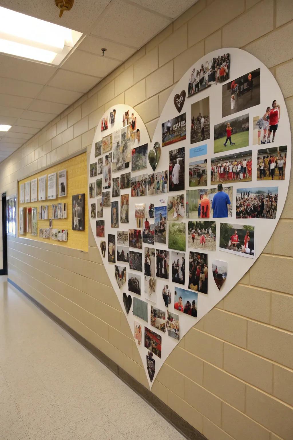 Celebrate memories with a heart-shaped photo collage wall.