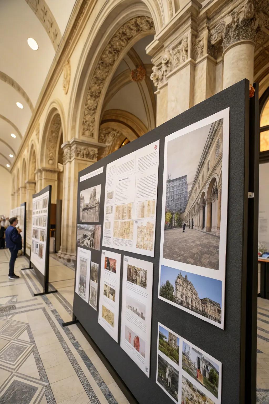 An inspiration board showcasing architectural images such as arches and moldings.