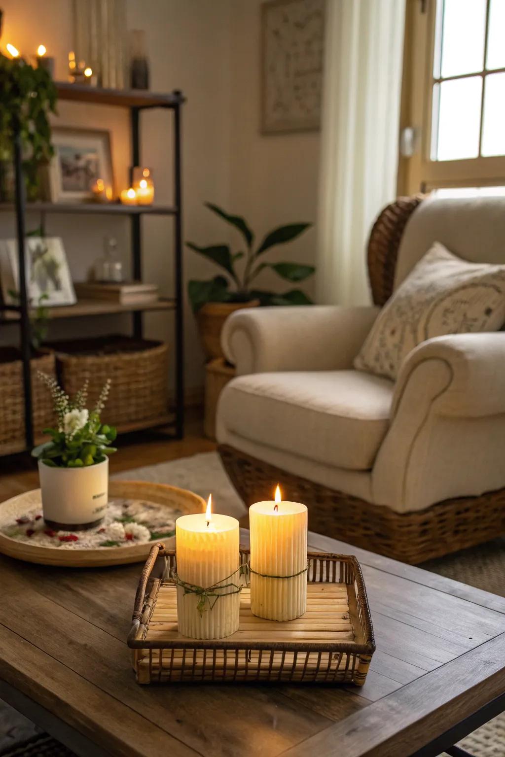 Handmade candles add warmth and aroma to any space.