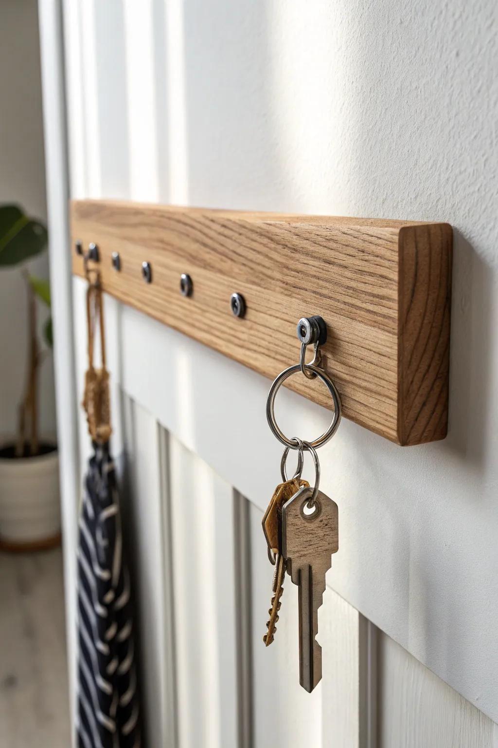 Effortless elegance: Organize your space with this chic magnetic strip key holder.