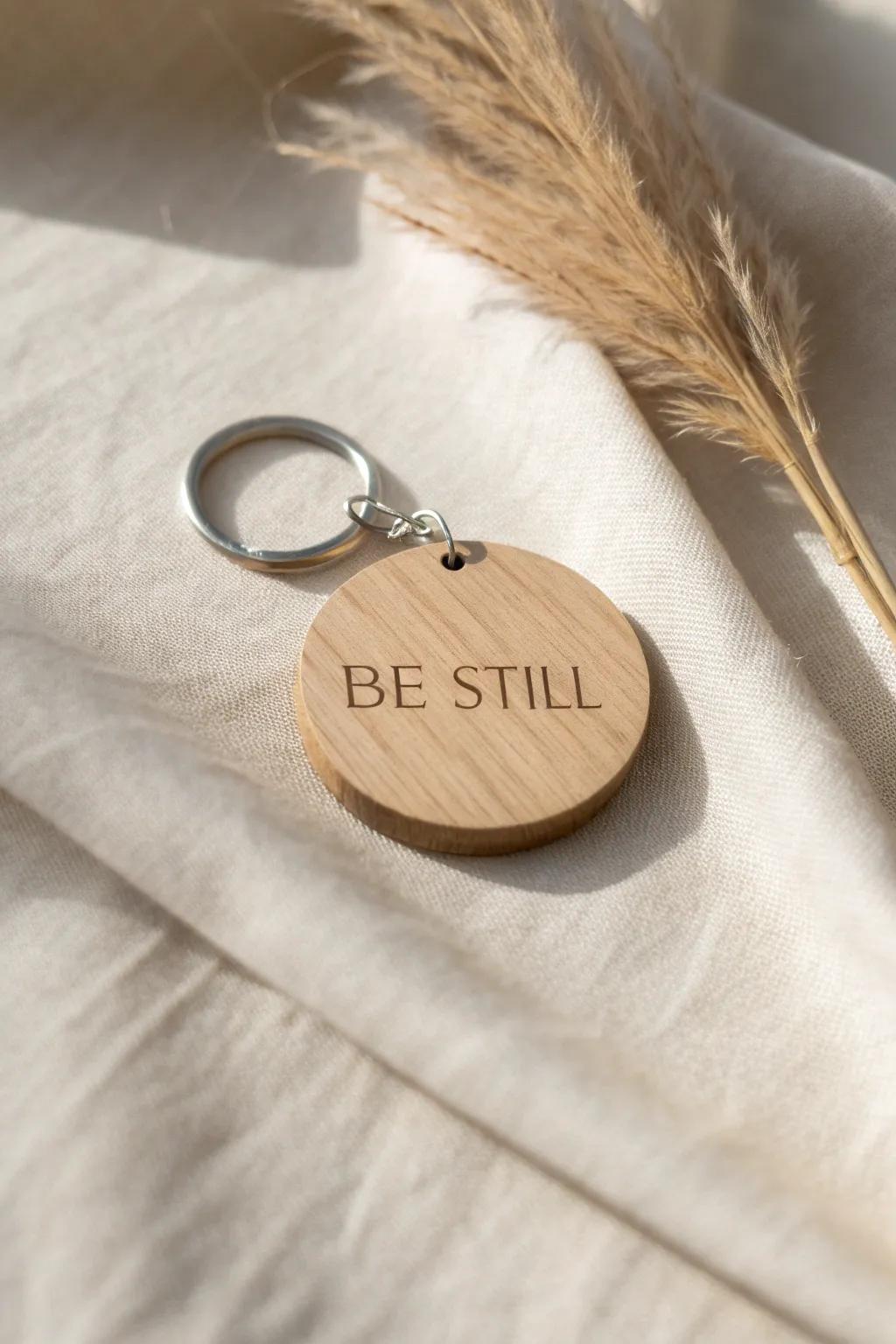 Embrace simplicity and calm with this 'Be Still' minimalist keychain design. Perfect harmony of Scandinavian minimalism and boho charm.