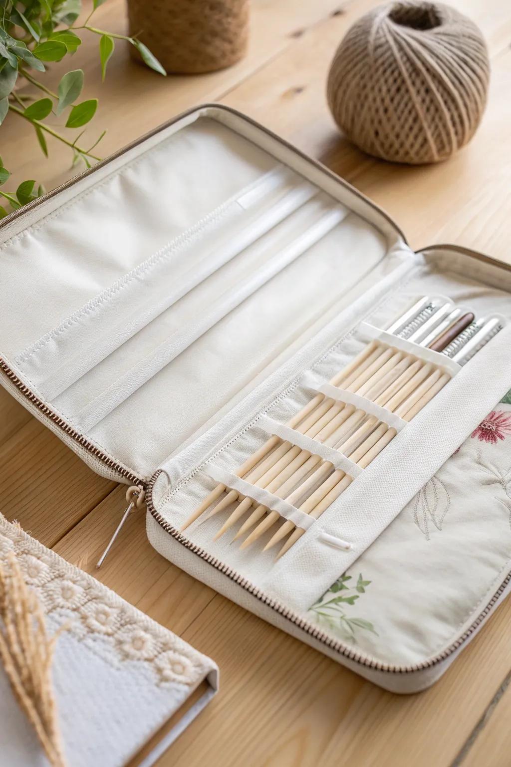 Organize with elegance: A minimalist charm for your knitting essentials.