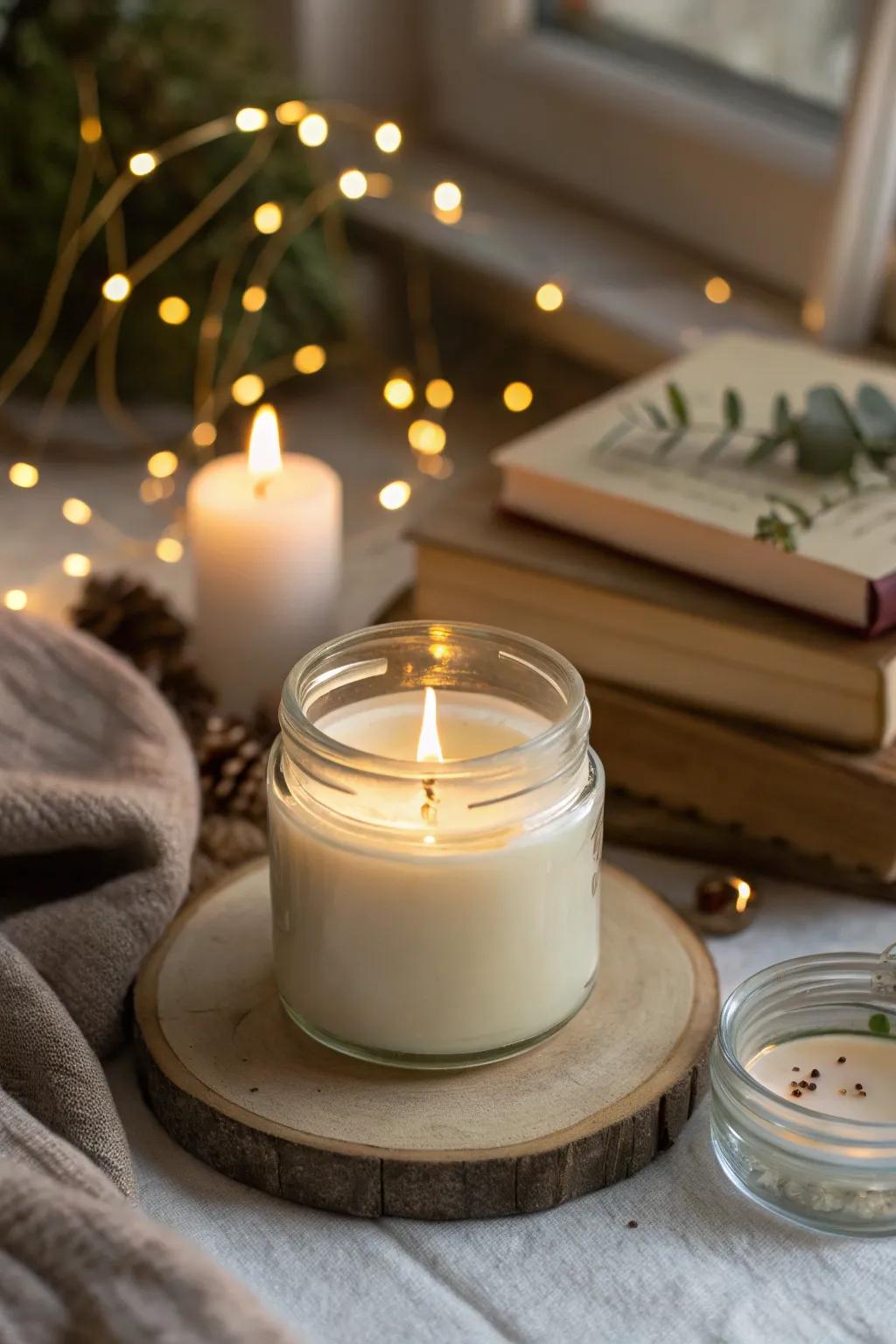 A DIY scented candle to add warmth and fragrance.