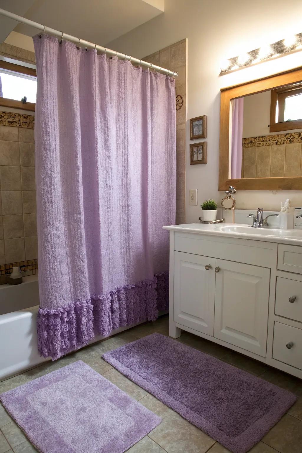 Lavender textiles breathe new life into your bathroom decor.