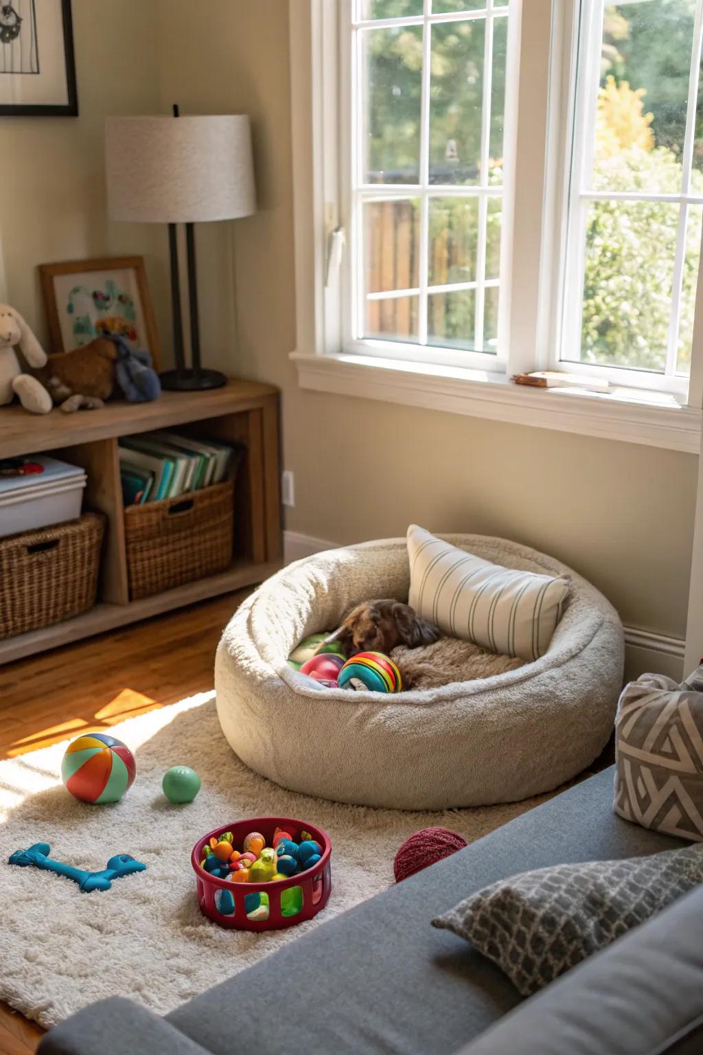 A cozy pet-friendly nook designed for furry companions.