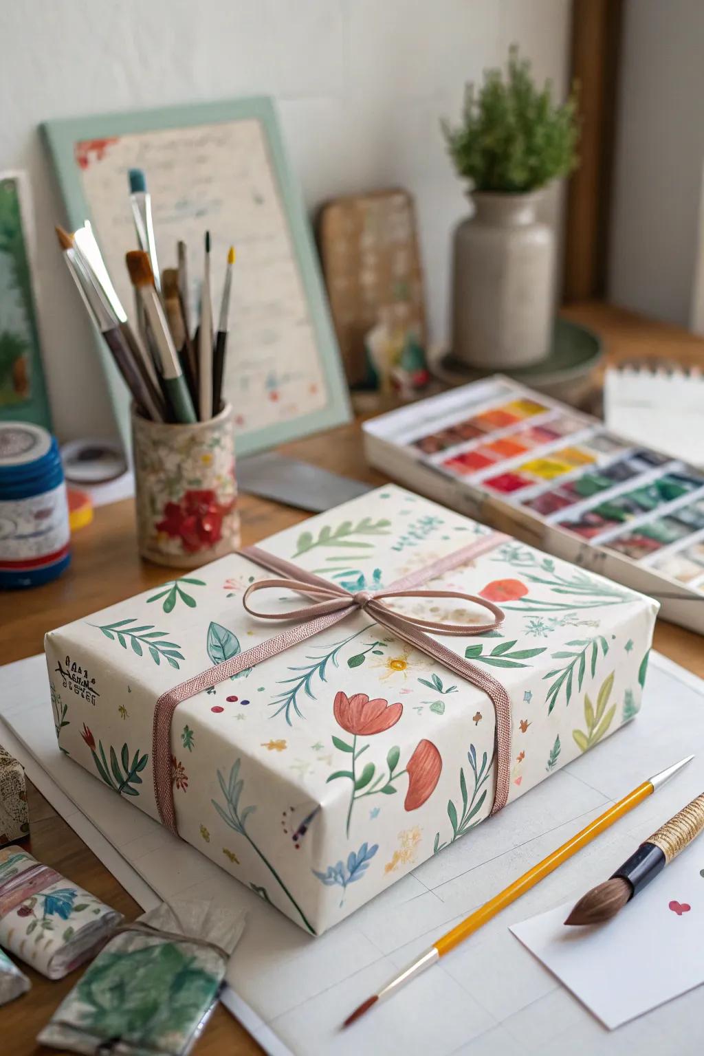 Hand-painted paper transforms each gift into a unique piece of art.