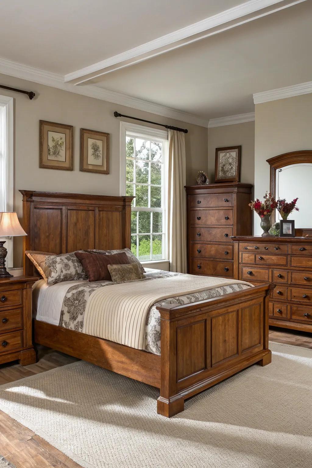 Timeless furniture adds elegance and longevity to this bedroom.