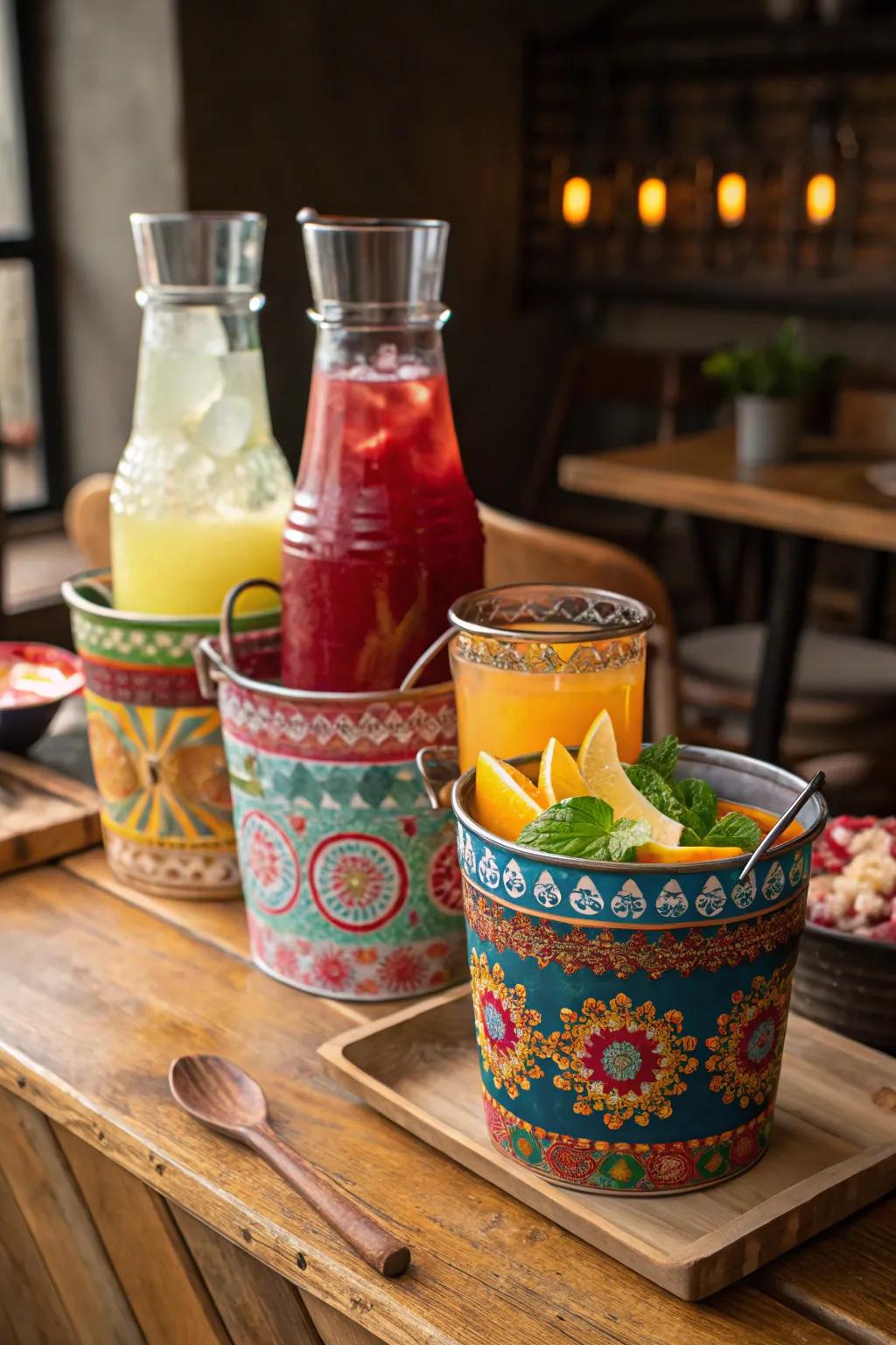 Custom cantarritos offering a refreshing and authentic drink experience.