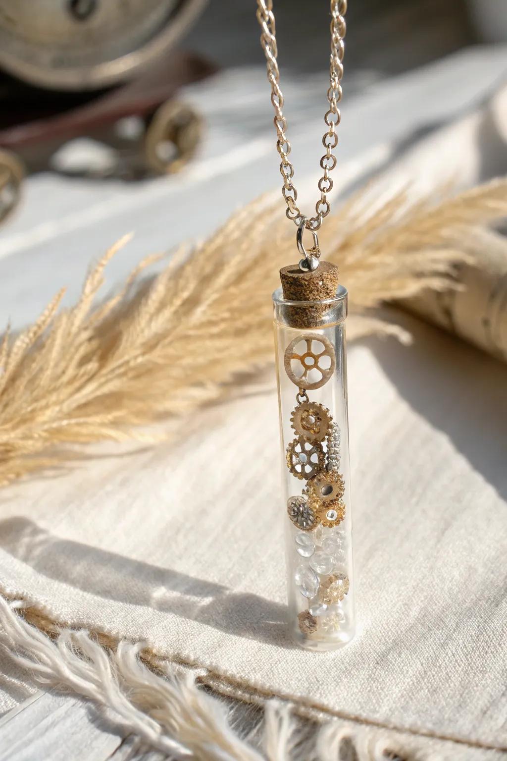 Embrace your inner scientist with this chic mini test tube charm, where science meets style.