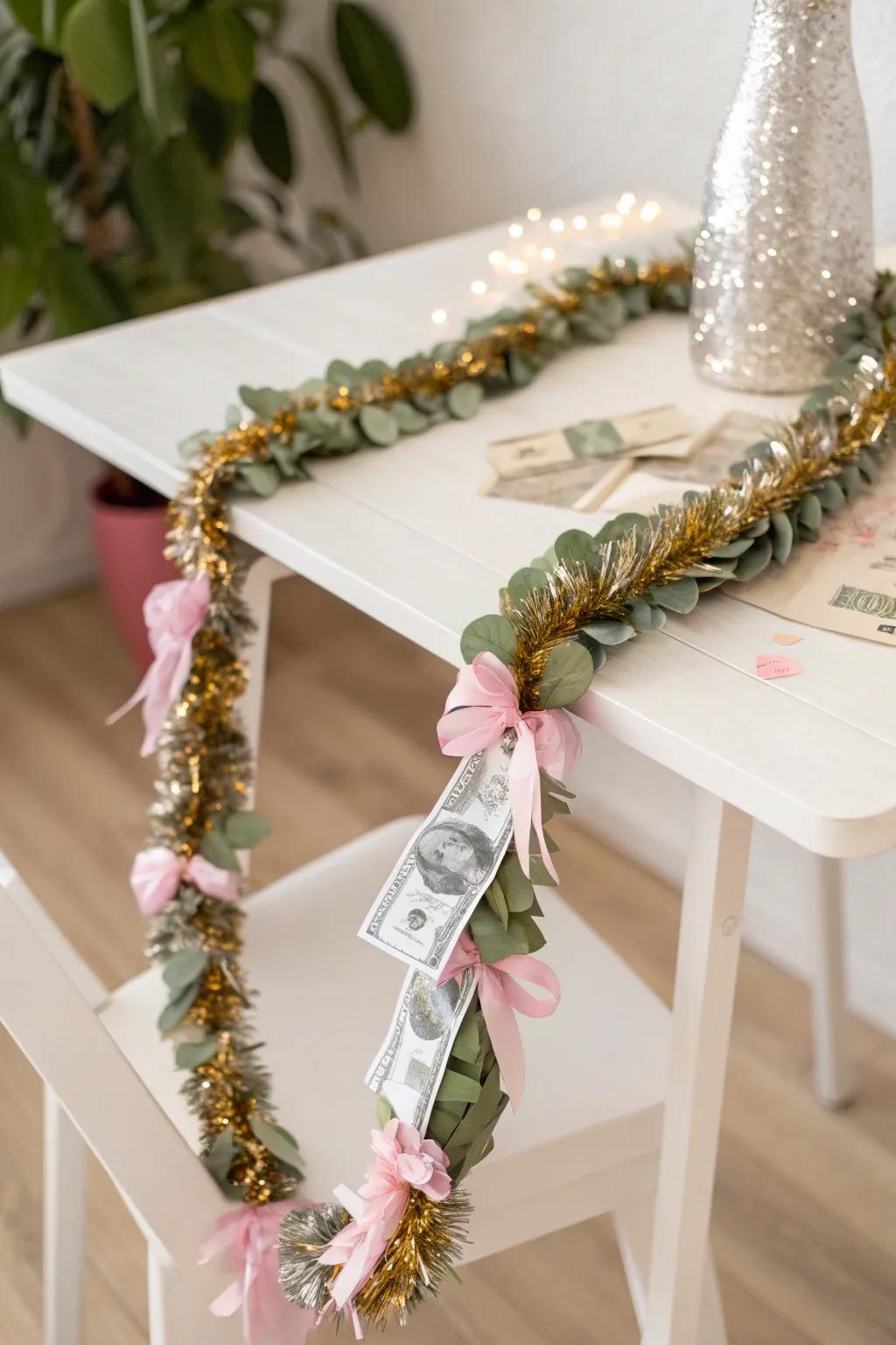 Elevate your celebrations with a sparkling money lei that dazzles with every move.