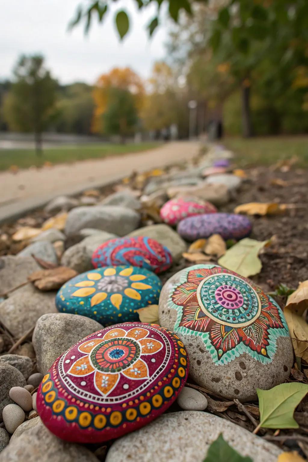 Painted rocks that add a splash of color to any space.