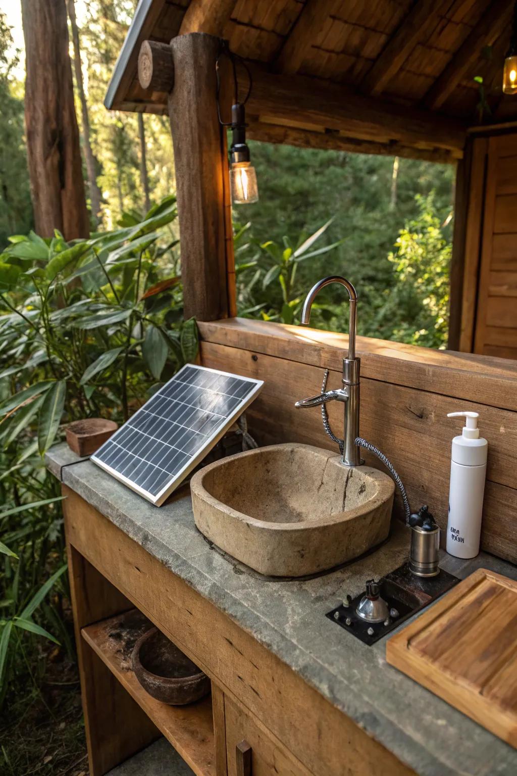 Harness the power of the sun with this sleek solar-powered pump, seamlessly blending technology and nature for your off-grid oasis.