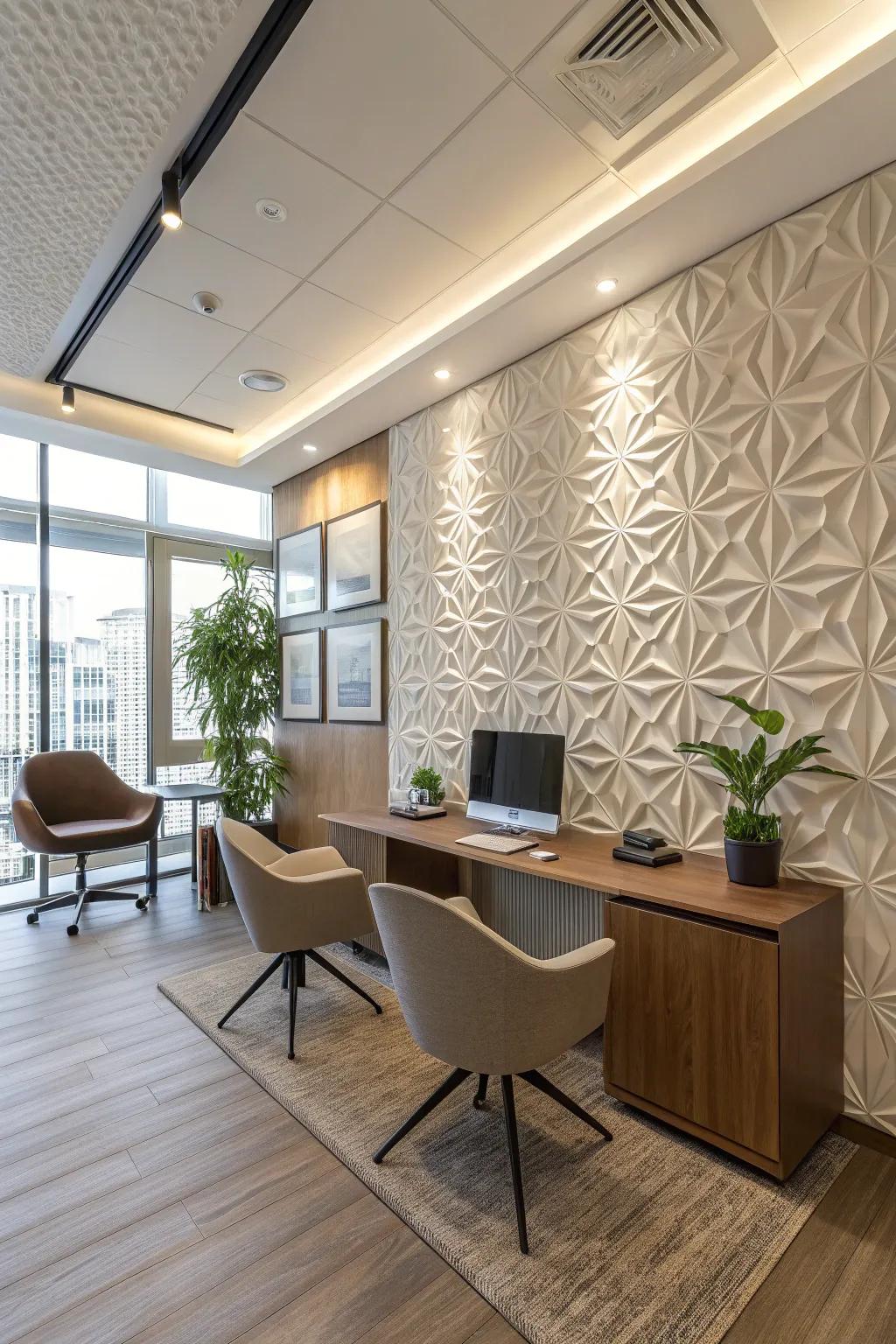 Wall panels introduce texture and sophistication to your office.