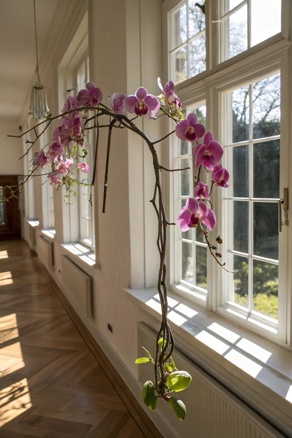 Bring nature indoors with a hanging branch display.