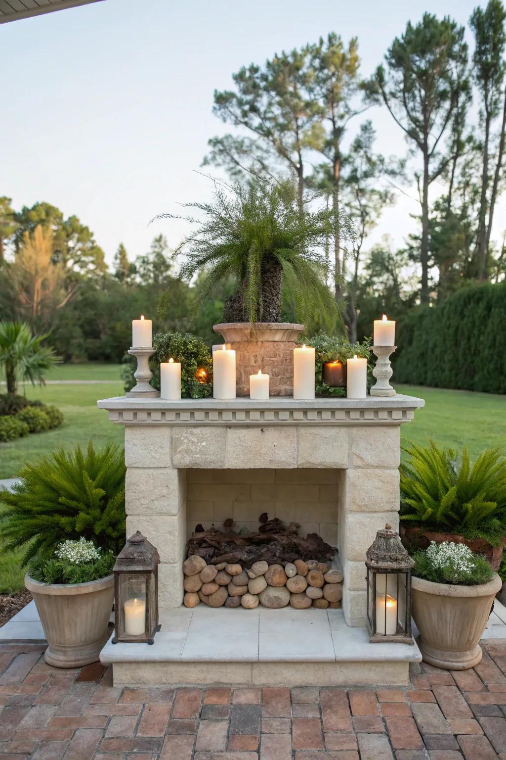 A balanced and symmetrical mantel arrangement.