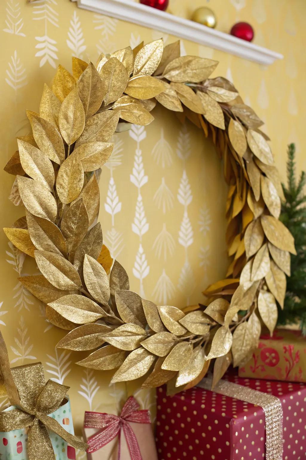 Shine bright with a metallic-inspired wreath.