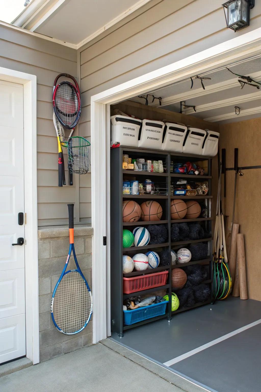 Store sports gear neatly with an over-the-door holder.