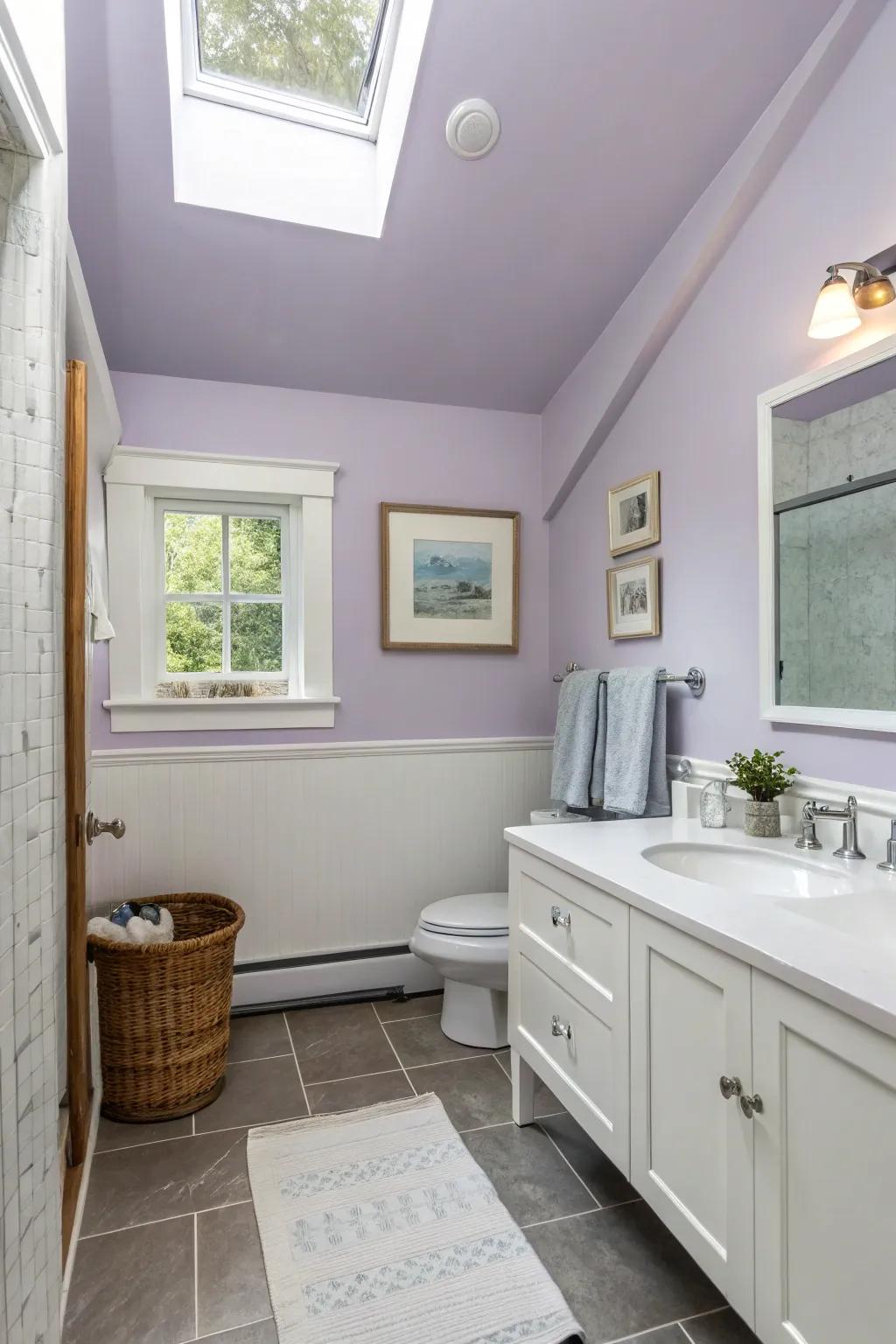 Pastel ceilings provide a gentle and soothing ambiance in your bathroom.