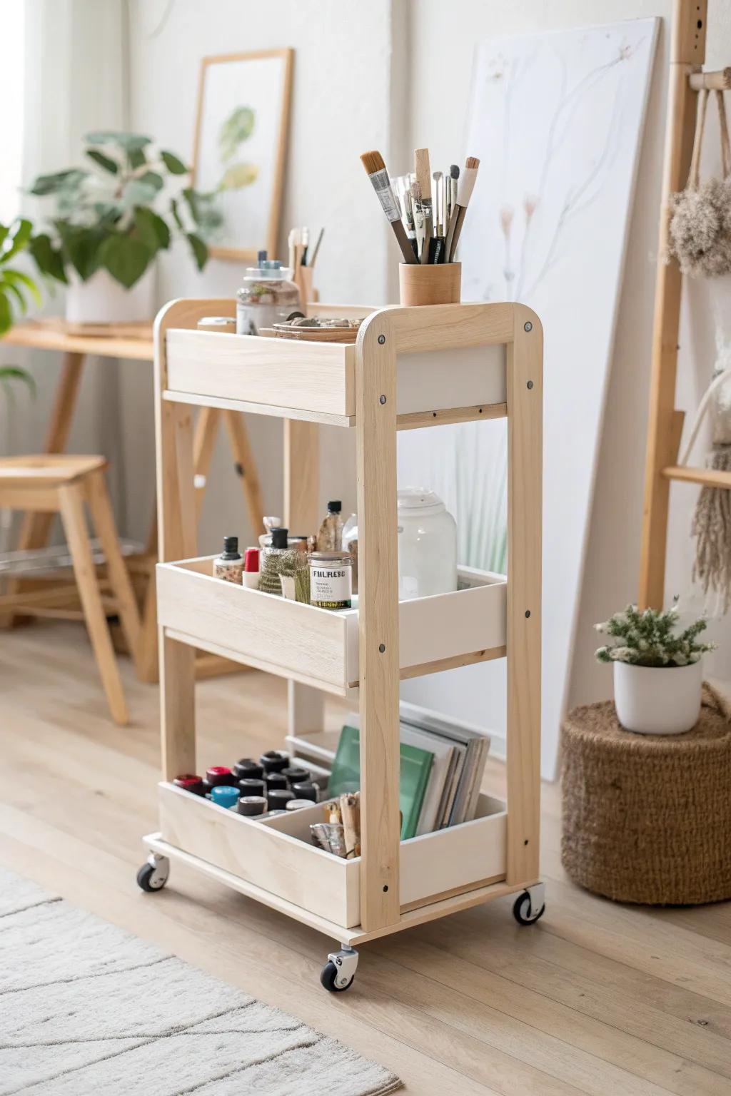 Organize your creativity with a chic and versatile mobile art cart!