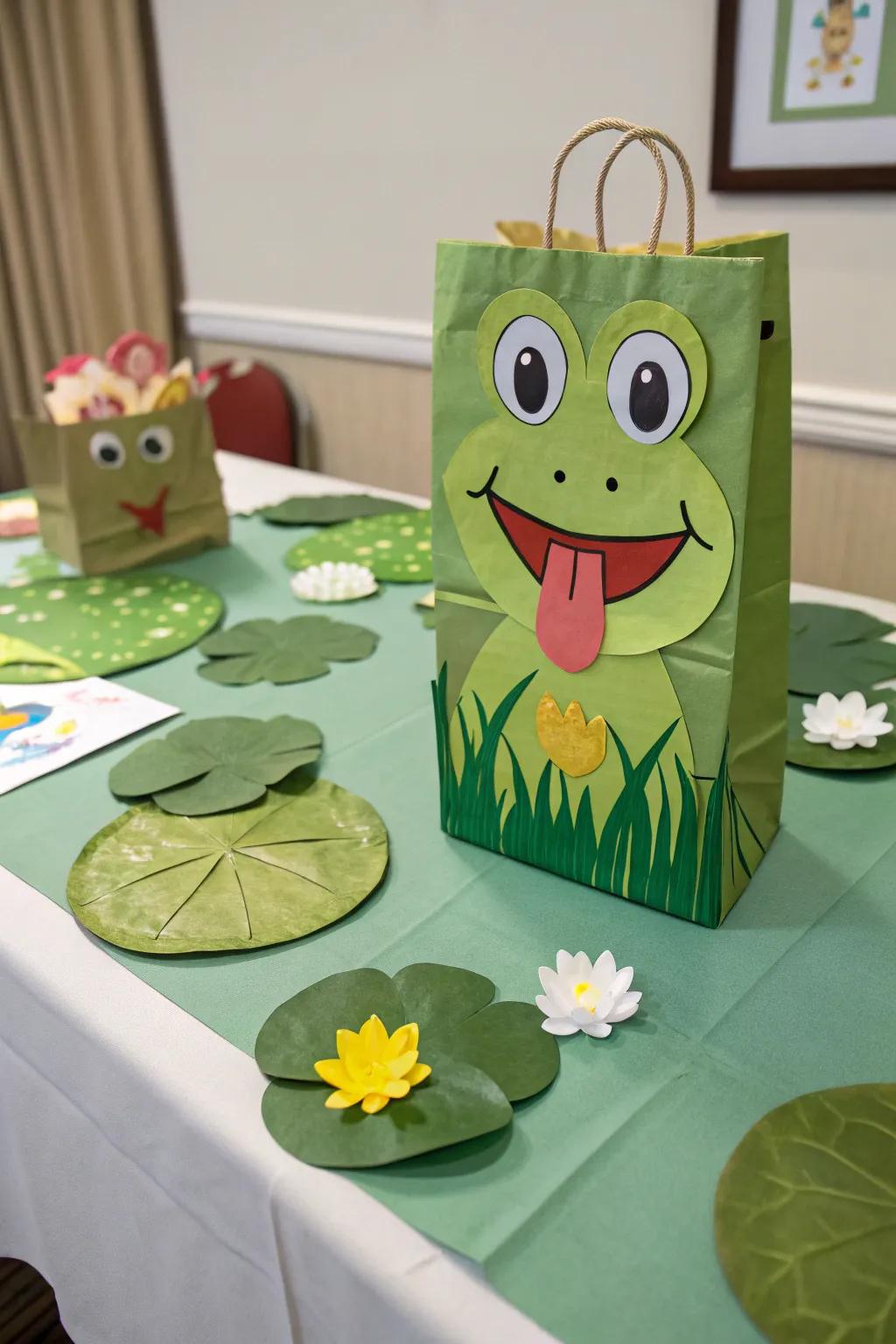 A lively frog puppet ready to hop into playtime.