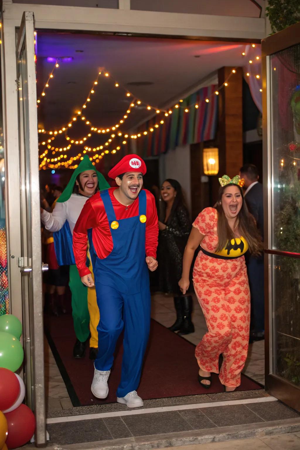 Themed costumes add an element of fun and creativity to the entrance.