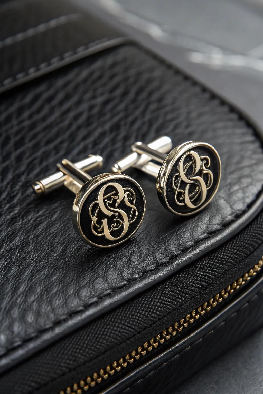 Add a personal touch to your attire with custom monogram cufflinks.