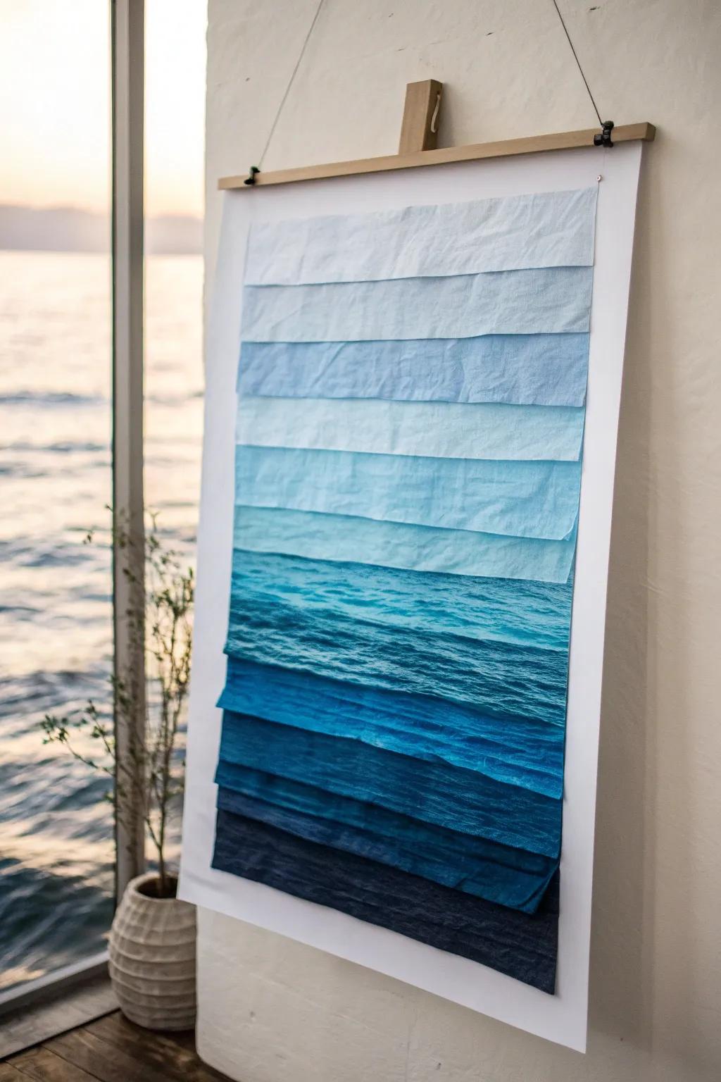 Dive into the tranquility of handcrafted water effects with layered blues.