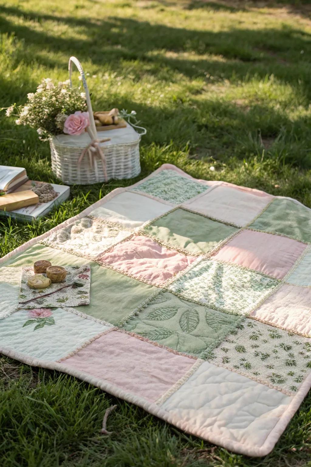 Embrace nostalgia with a handcrafted patchwork picnic blanket, where simplicity meets natural beauty.