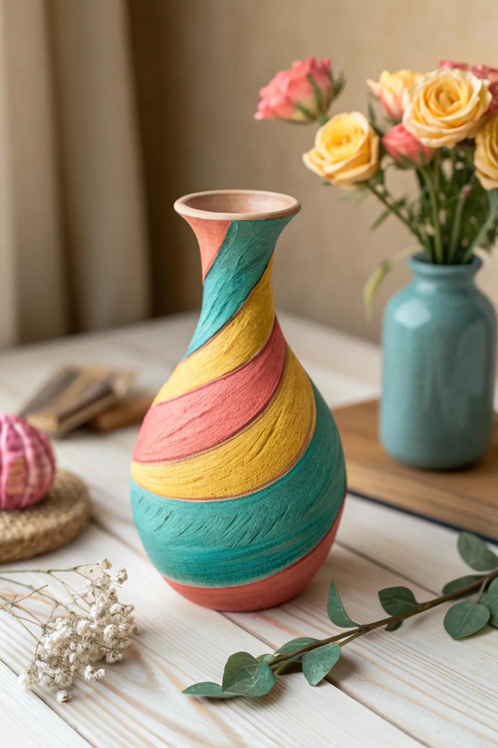 Discover the beauty of surprise in vibrant color combinations with this stunning polymer clay creation.