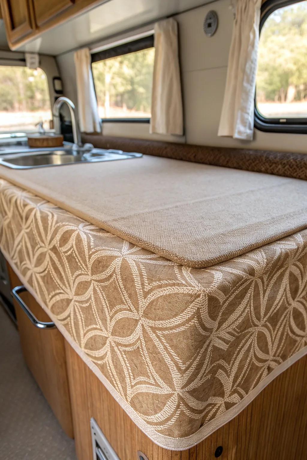 Elevate your camper's style with a touch of fabric artistry—durable and uniquely yours.