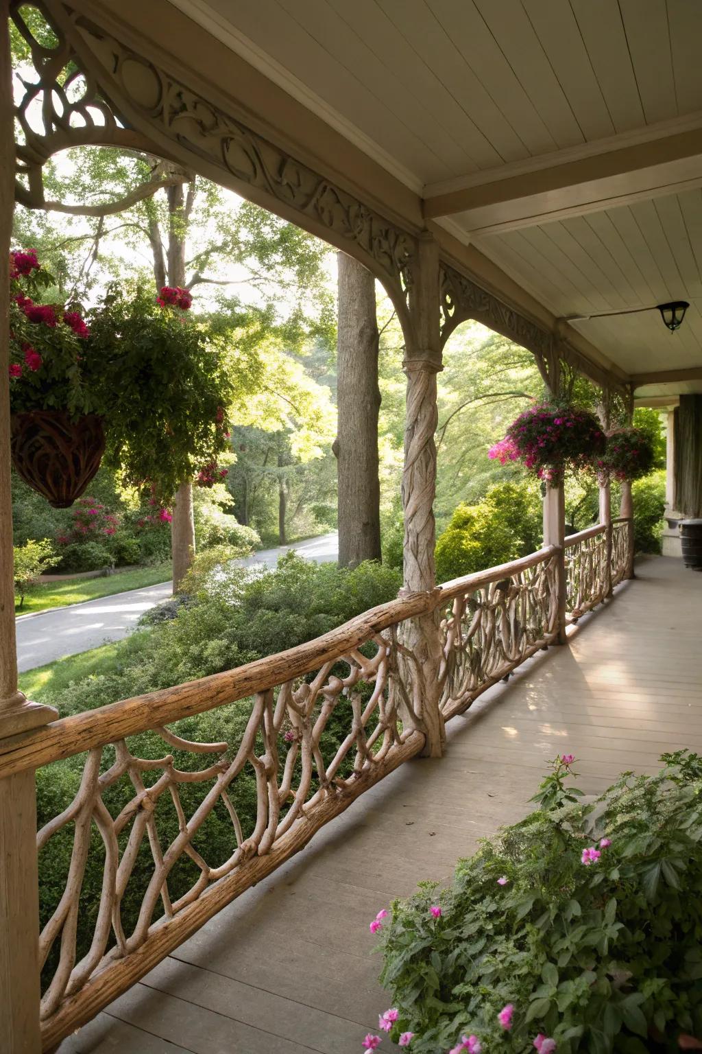 Branch railings integrate natural elements into your design.